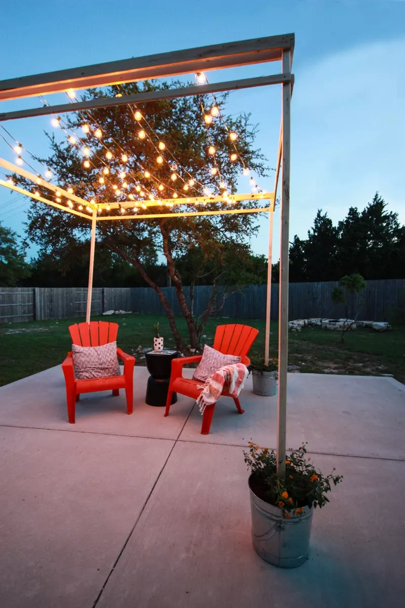 40 Budget-Friendly DIY Backyard Projects to Create Your Dream Outdoor Space DIY a Pergola With String Lights