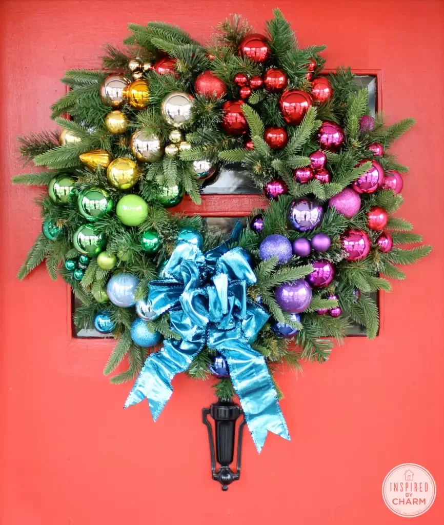57 Stunning Outdoor Christmas Decorating Ideas That Will Transform Your Home's Holiday Curb Appeal 41 DIY a Rainbow Wreath