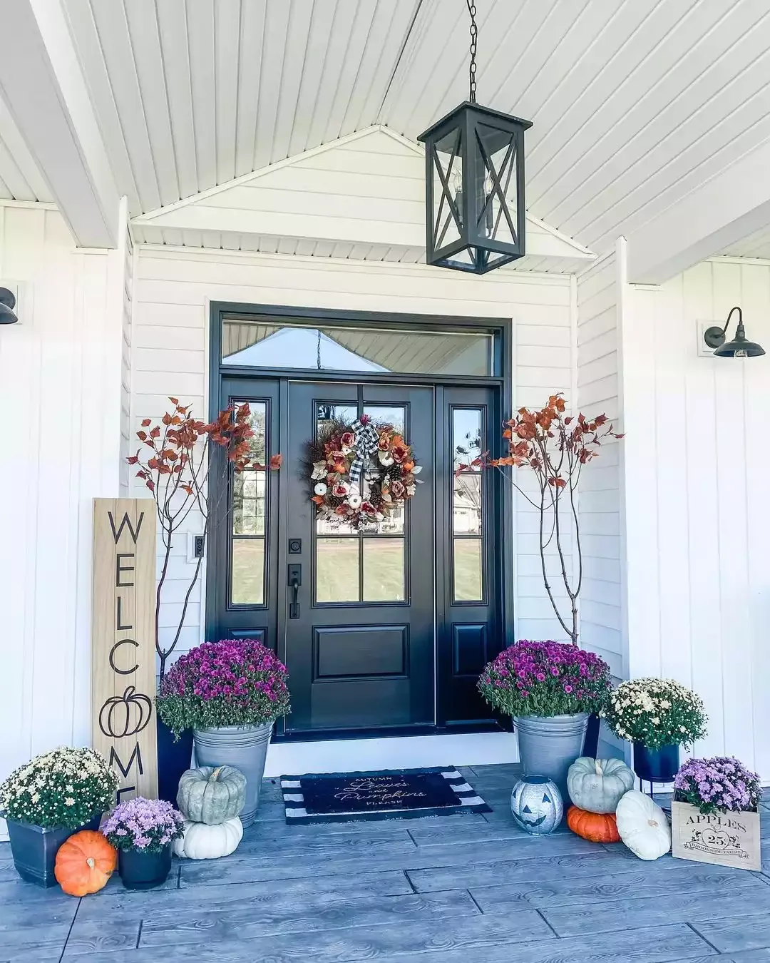 52 Autumn Front Porch Ideas That Will Transform Your Home's Entrance This Fall 29 DIY a Vertical Welcome Sign