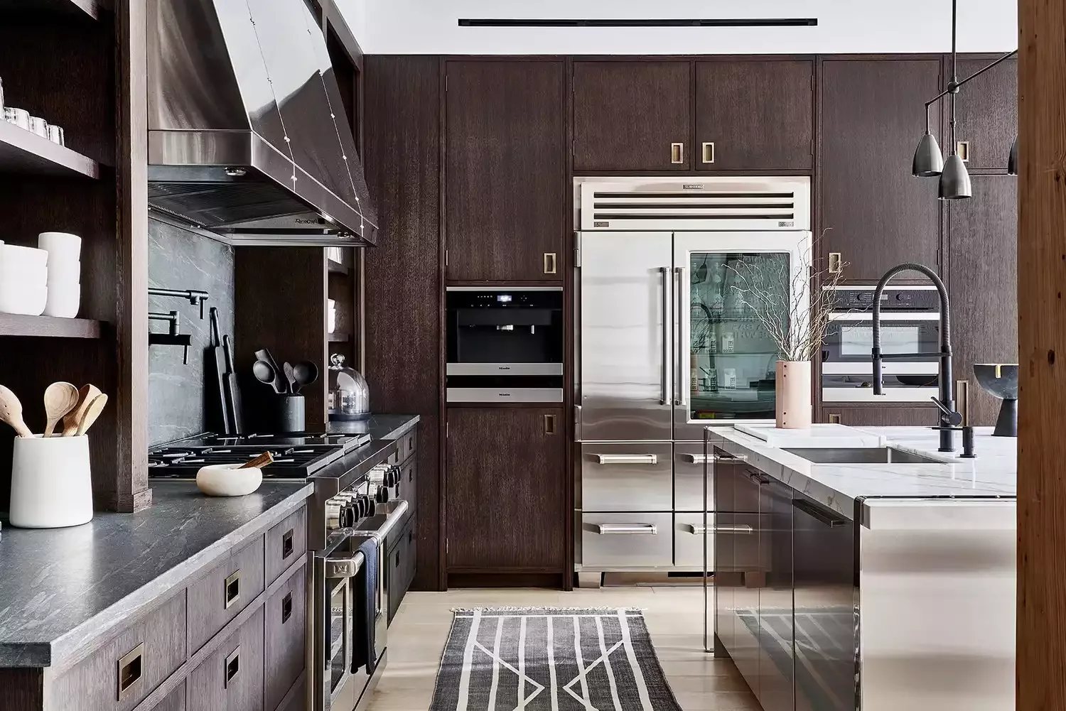 21 Moody Kitchen Designs That Will Transform Your Space Dark Stained Wood Cabinets