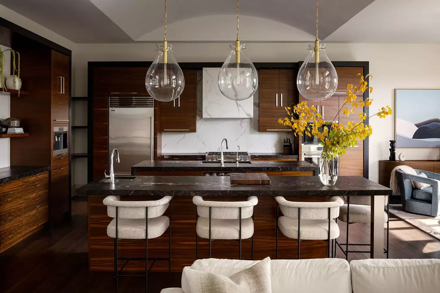 37 White Backsplash Ideas That Transform Any Kitchen Style Dark Wood Cabinetry