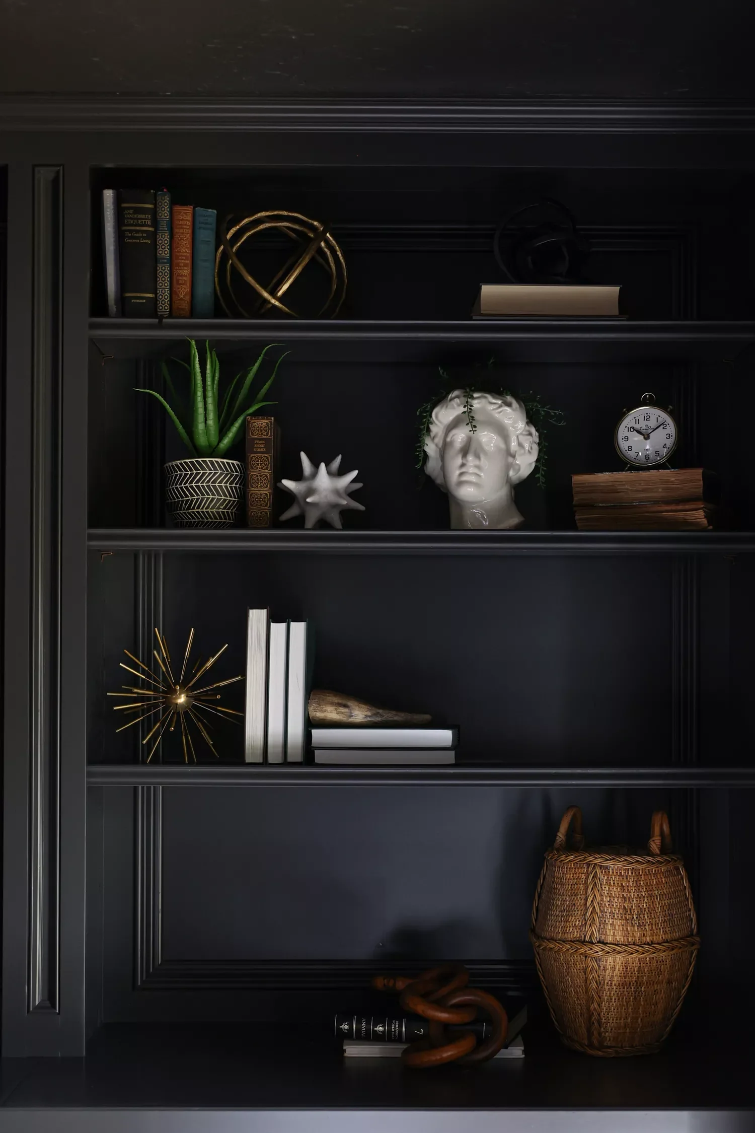 51 Creative Bookshelf Styling Ideas That Transform Your Space 17 Dark and Moody