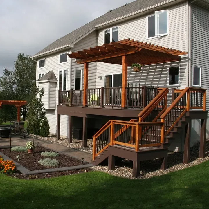 33 Stunning Deck Railing Ideas That Will Transform Your Outdoor Space 22 Deck Railing with Attached Pergola