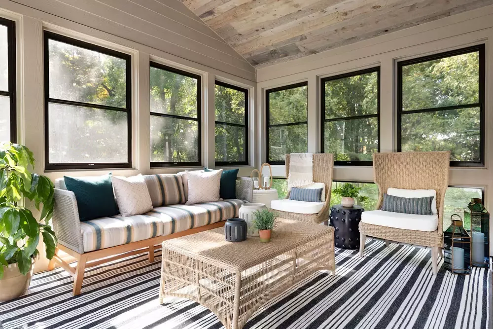 50 Stunning Sunroom Ideas That Transform Your Home Into a Light-Filled Paradise 34 Decorate With Stripes