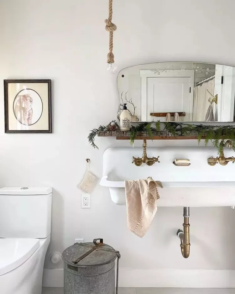 115 Stunning Christmas Decorating Ideas to Transform Your Home This Holiday Season Decorate the Bathroom Shelf
