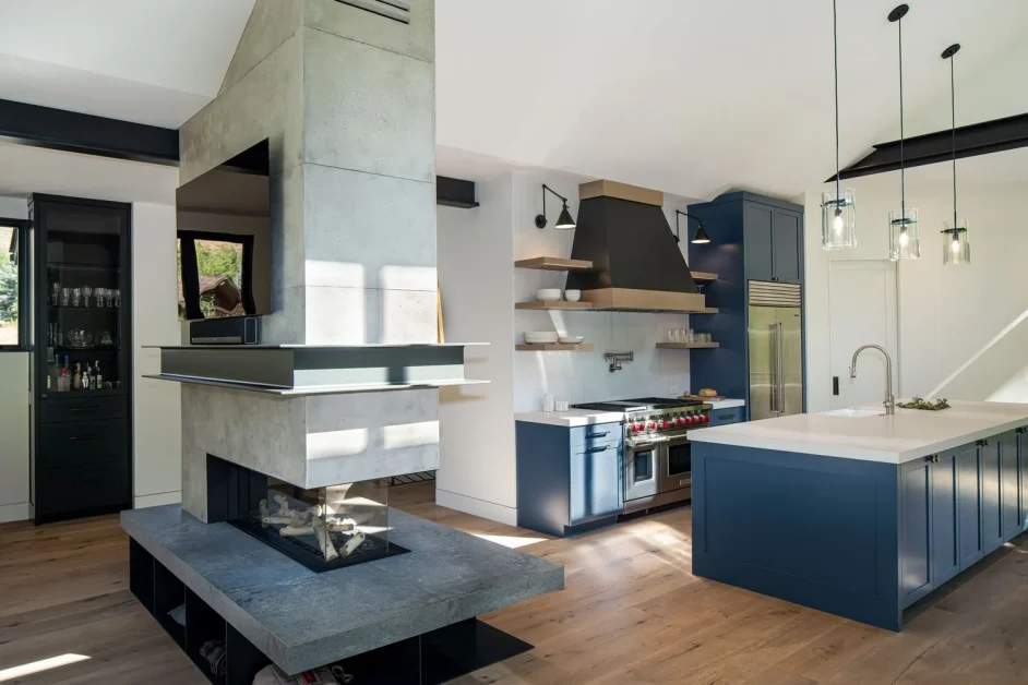 26 Stunning Navy Kitchen Cabinet Ideas That Will Transform Your Space 19 Define Open Living Spaces