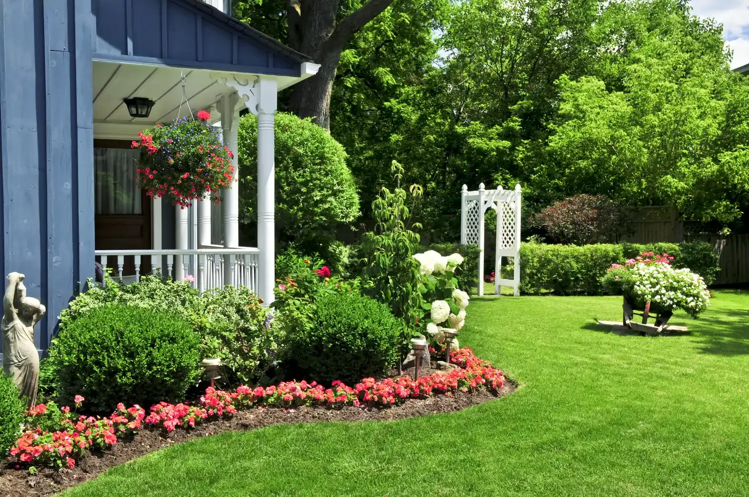 34 Stunning Front Yard Flower Bed Ideas That Will Transform Your Curb Appeal 14 Design a Lush Green Oasis