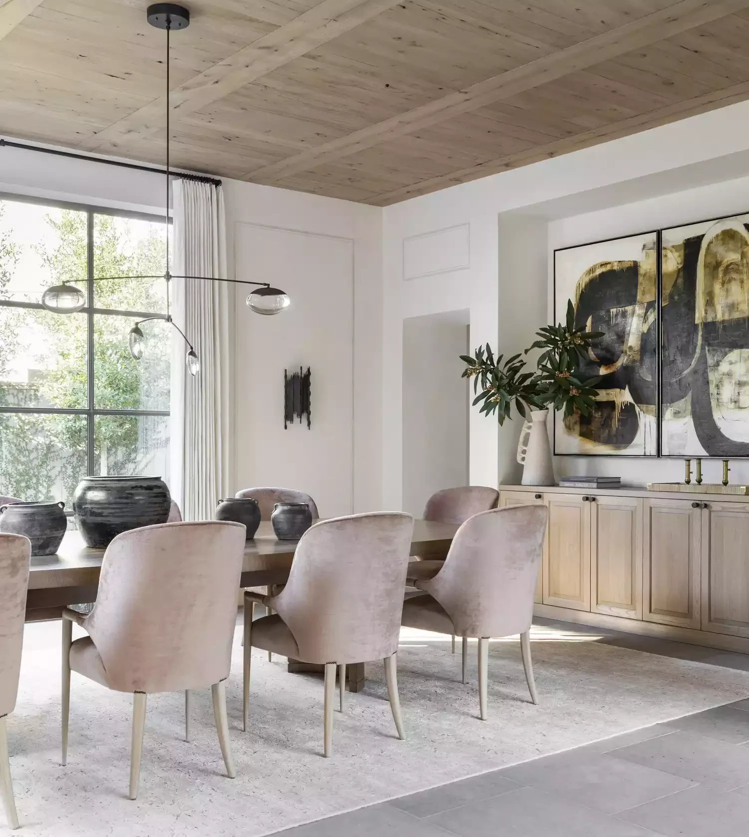 12 Smart Designer Strategies to Make Your Dining Room Look Spacious and Bright Dining Table With Sideboard