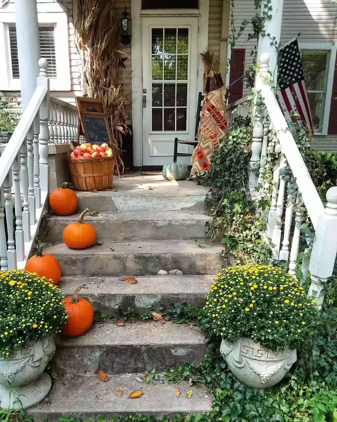 52 Autumn Front Porch Ideas That Will Transform Your Home's Entrance This Fall 6 Display Apples in a Basket