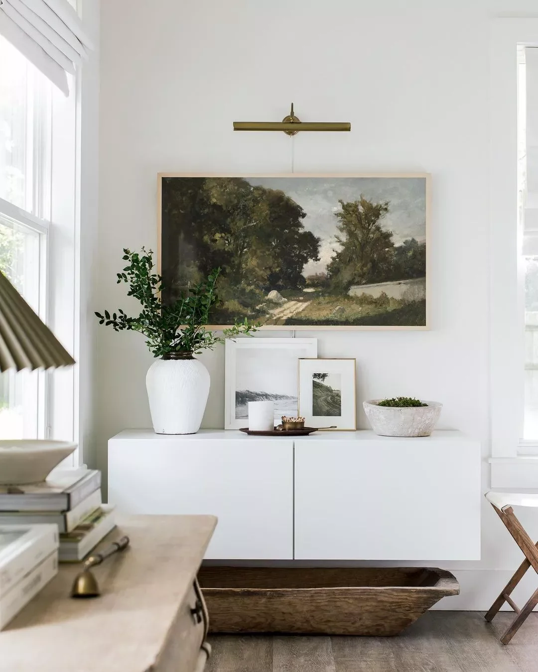 22 Beautiful Ways to Style Your Farmhouse TV Stand That'll Transform Your Space 3 Display Art