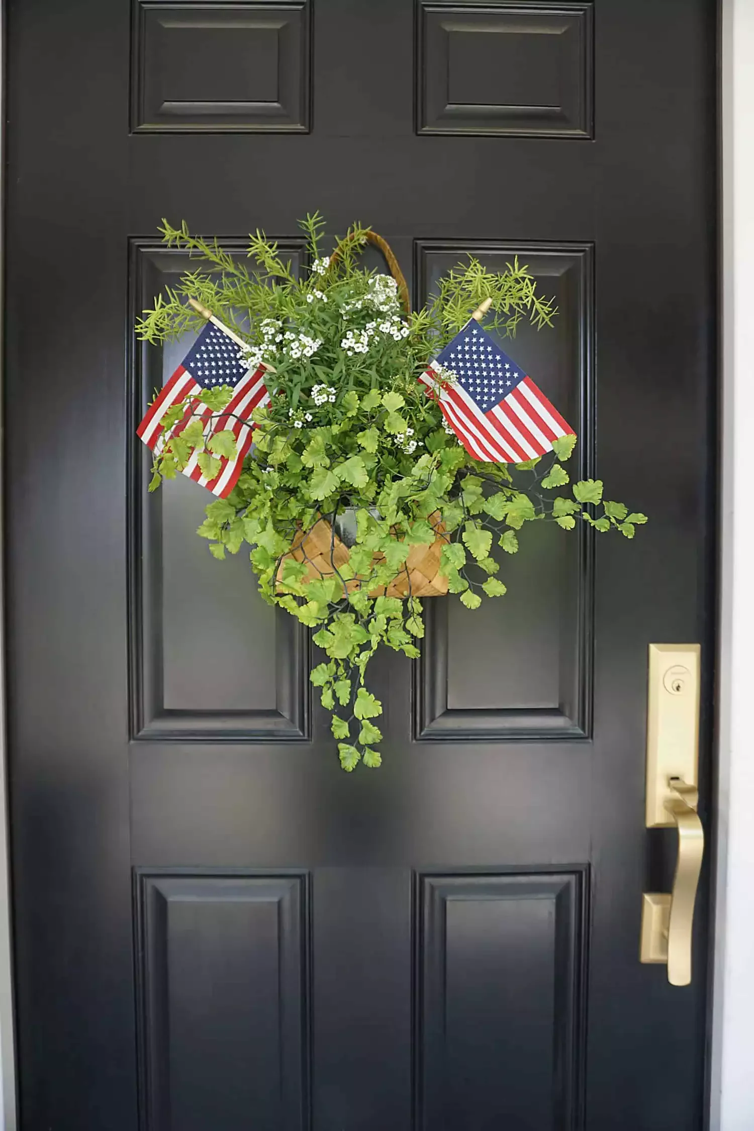 33 Stunning Black Front Door Ideas That Transform Your Home's Entrance Display Decor in a Hanging Basket