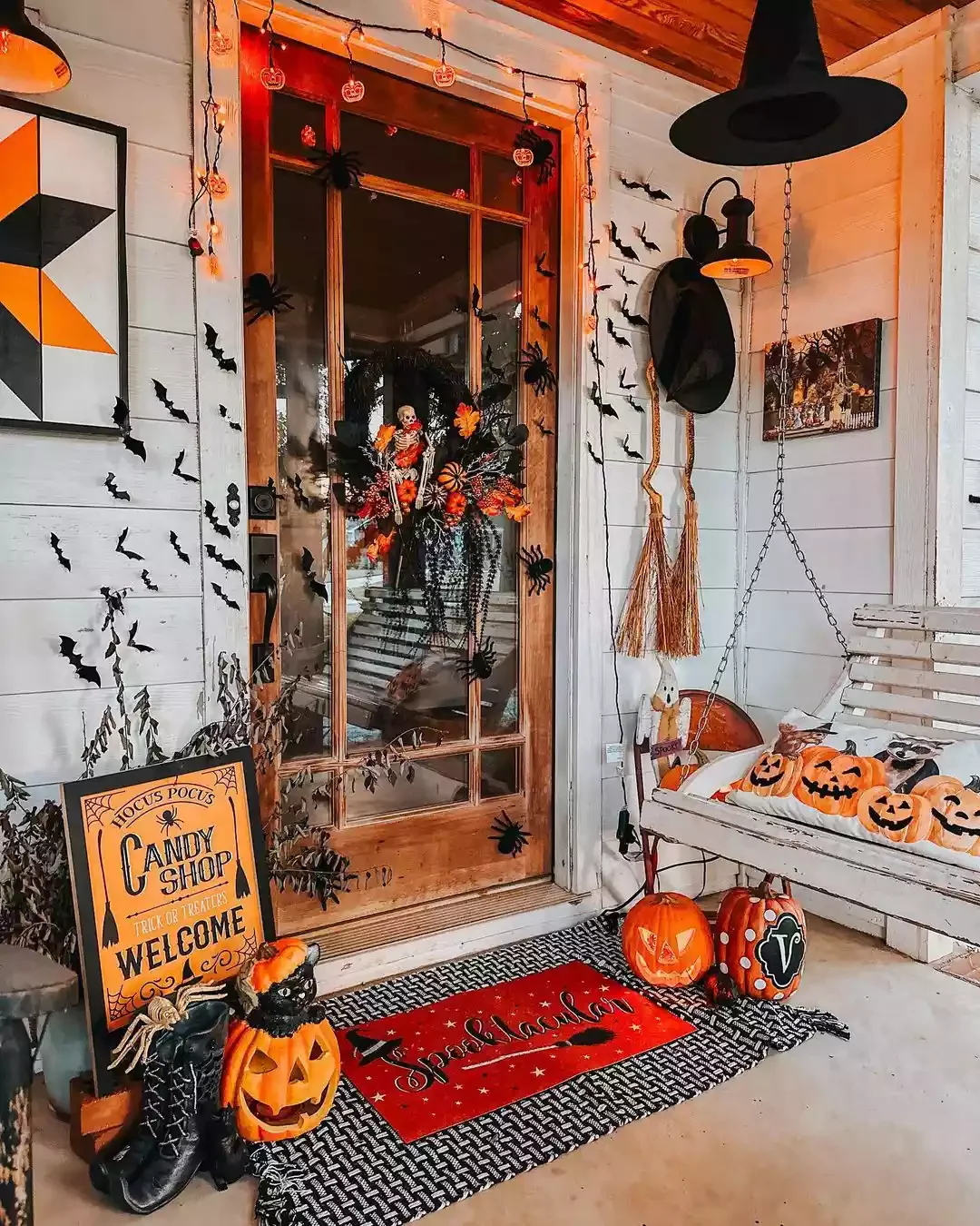 33 Spooktacular Halloween Front Porch Ideas That'll Make Your Home the Neighborhood's Must-See Destination 25 Display Some Halloween Art