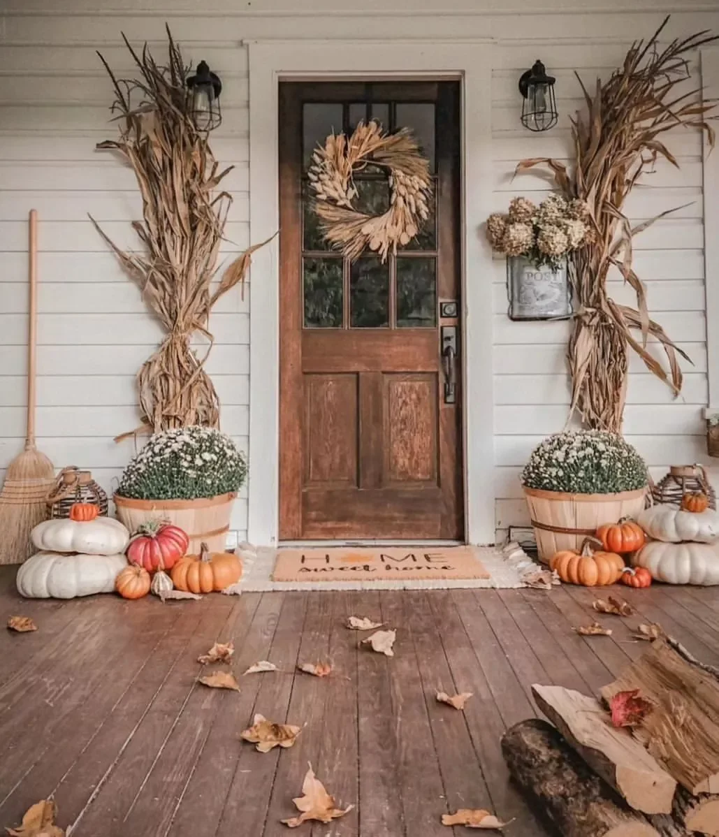 52 Autumn Front Porch Ideas That Will Transform Your Home's Entrance This Fall 51 Display a Broom