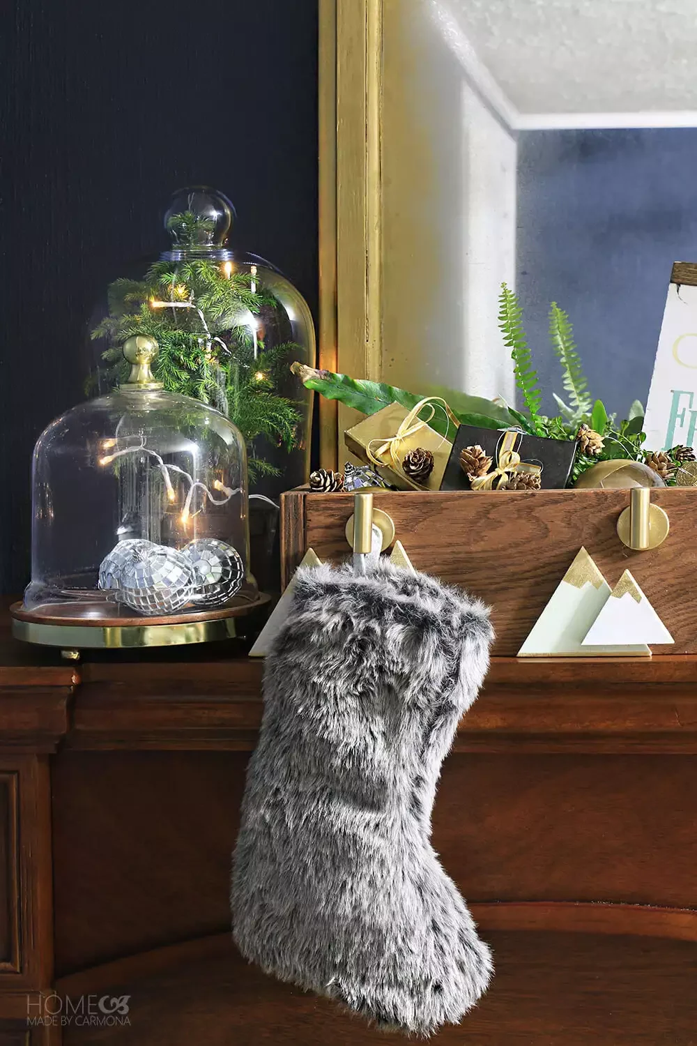 115 Stunning Christmas Decorating Ideas to Transform Your Home This Holiday Season Display in a Glass Cloche