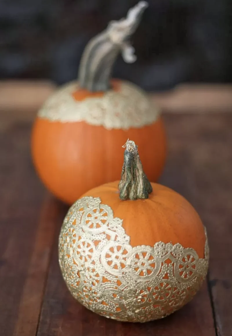 90 Creative Halloween Pumpkin Decorating Ideas to Try This Season 67 Doily Pumpkin