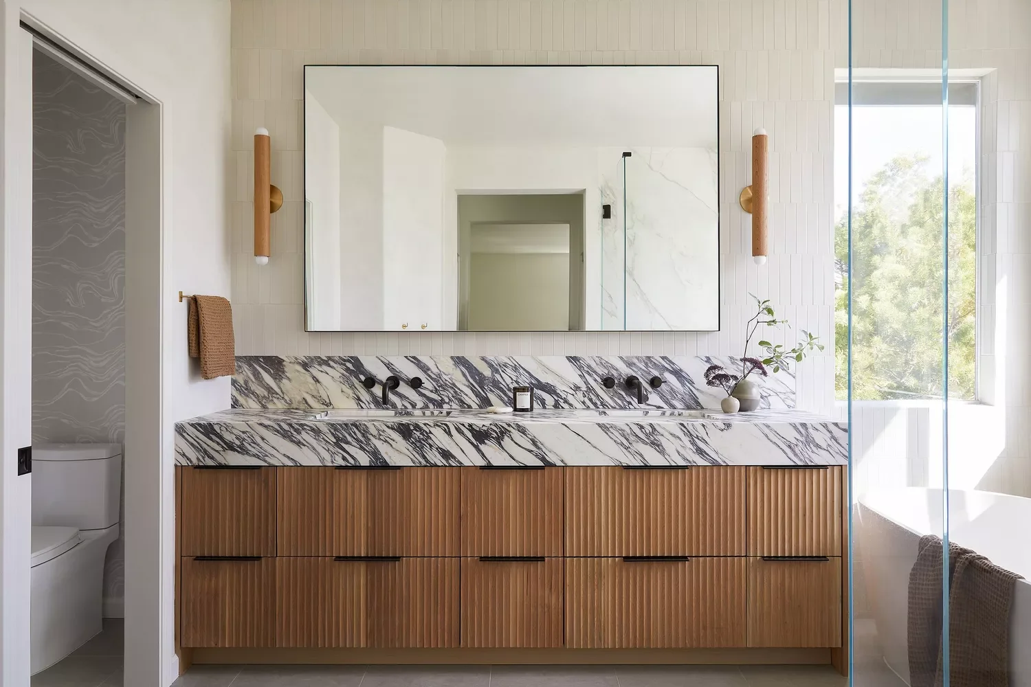 50 Luxurious Bathroom Ideas to Create Your Perfect Self-Care Sanctuary 34 Dramatic Stone Vanity