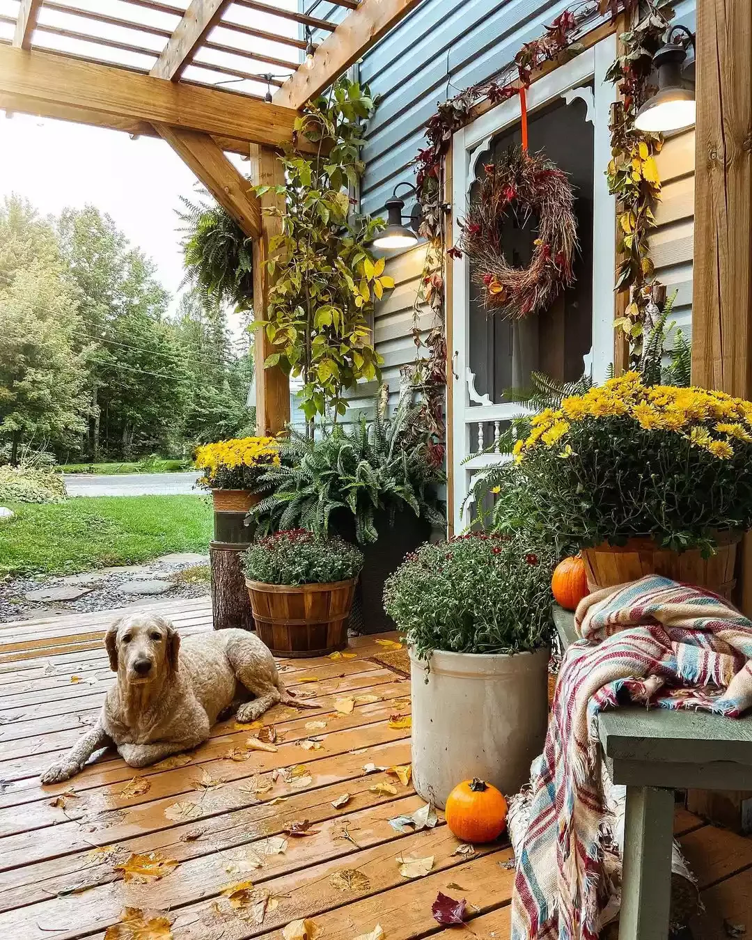 52 Autumn Front Porch Ideas That Will Transform Your Home's Entrance This Fall 48 Drape Garland Over Your Door Frame
