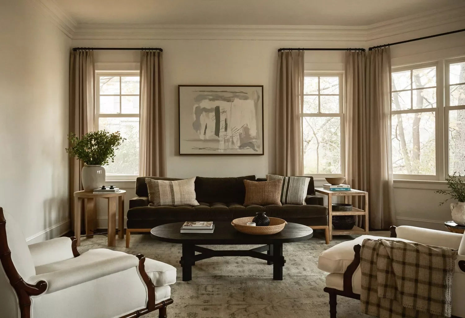 52 Stunning Living Room Curtain Ideas That Transform Any Space 46 Earth-Tone Curtains