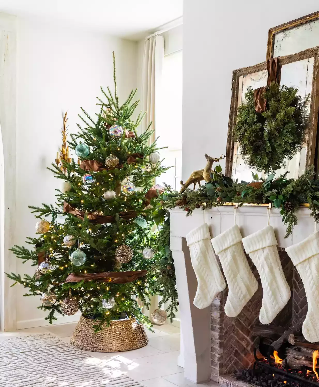 60 Stunning Christmas Tree Ideas to Transform Your Home This Holiday Season 56 Earth-Toned Ribbon