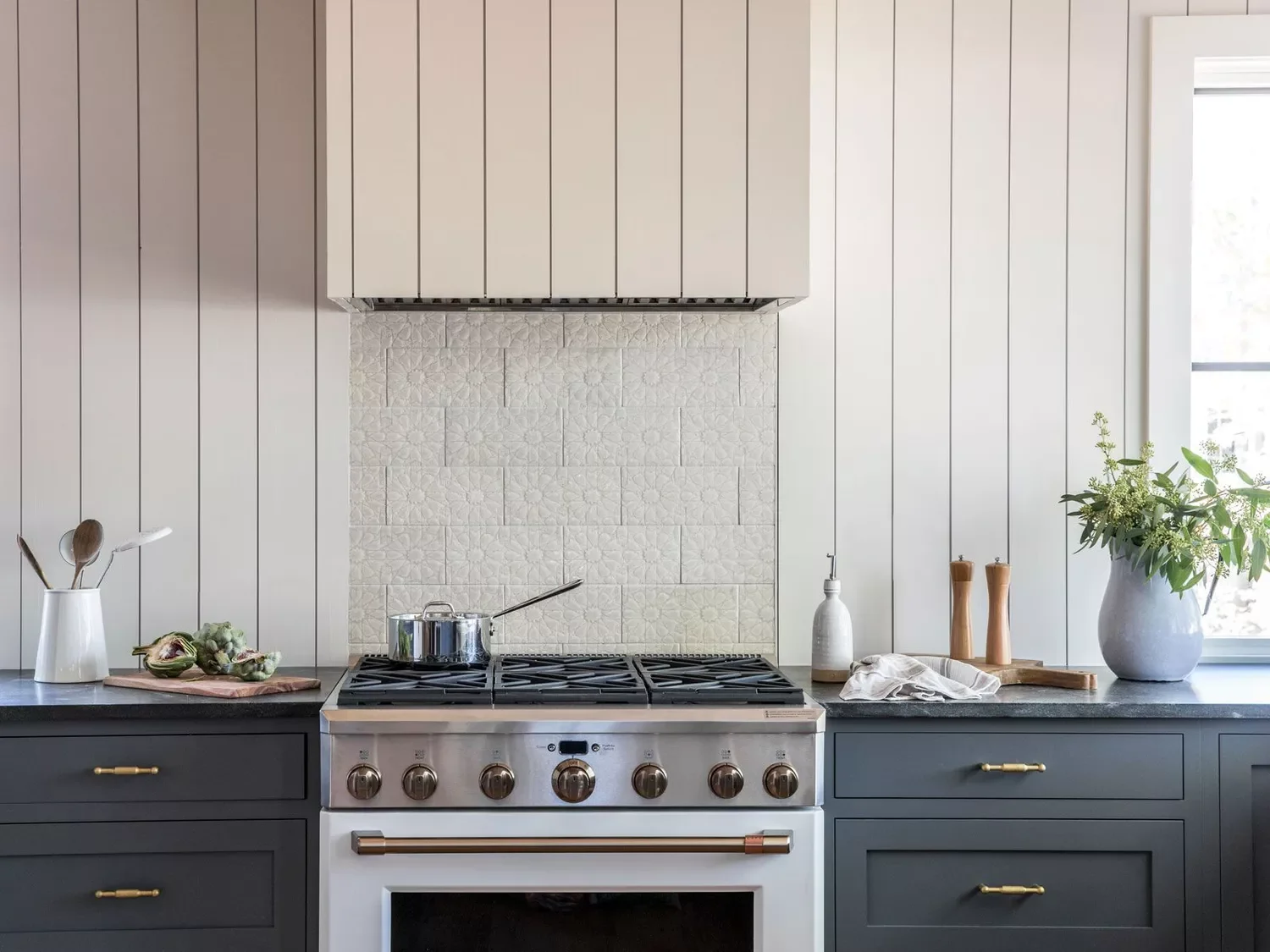 37 White Backsplash Ideas That Transform Any Kitchen Style Embossed Tile Backsplash
