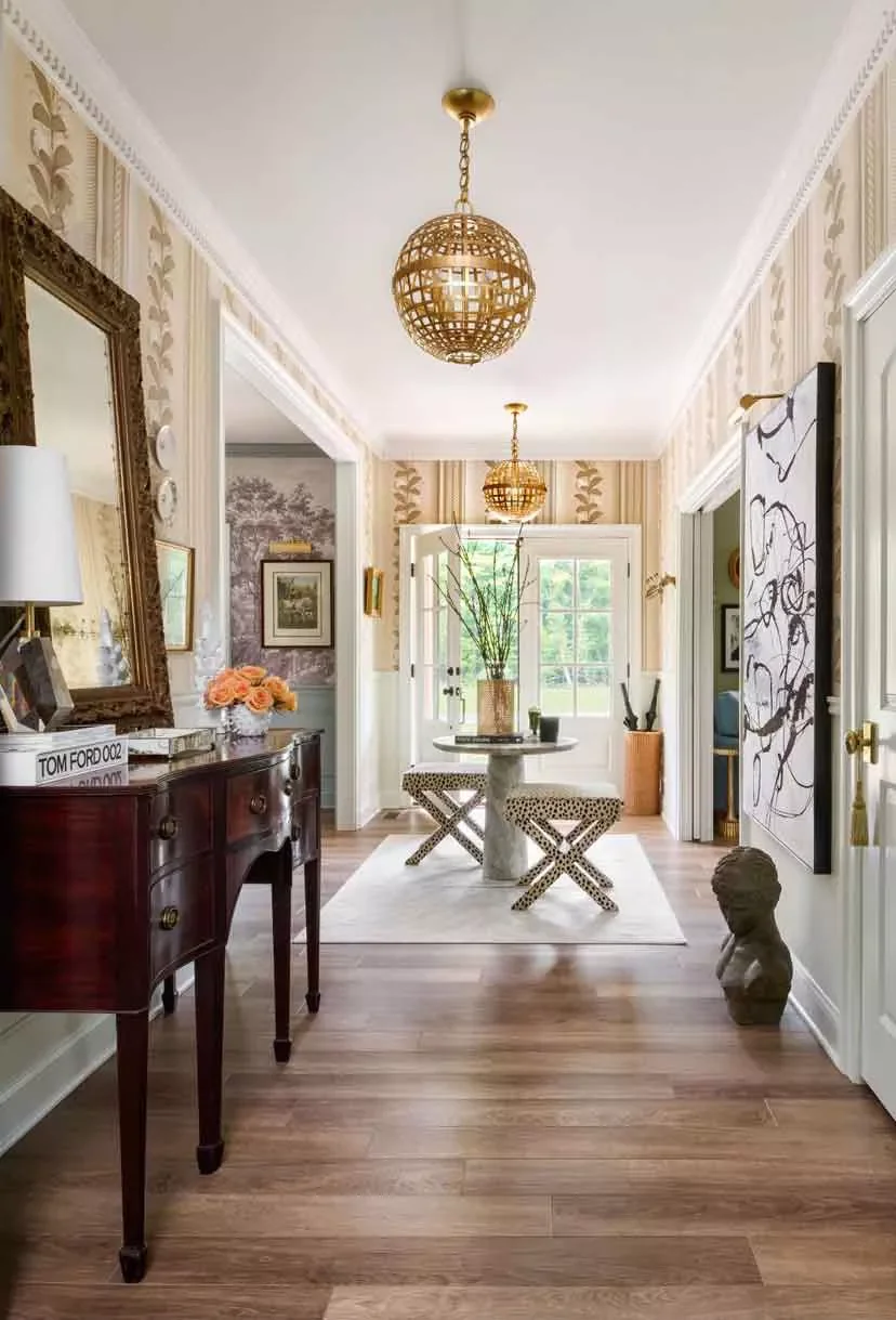22 Contemporary Foyer Designs That Create Unforgettable First Impressions 19 Embrace Maximalism