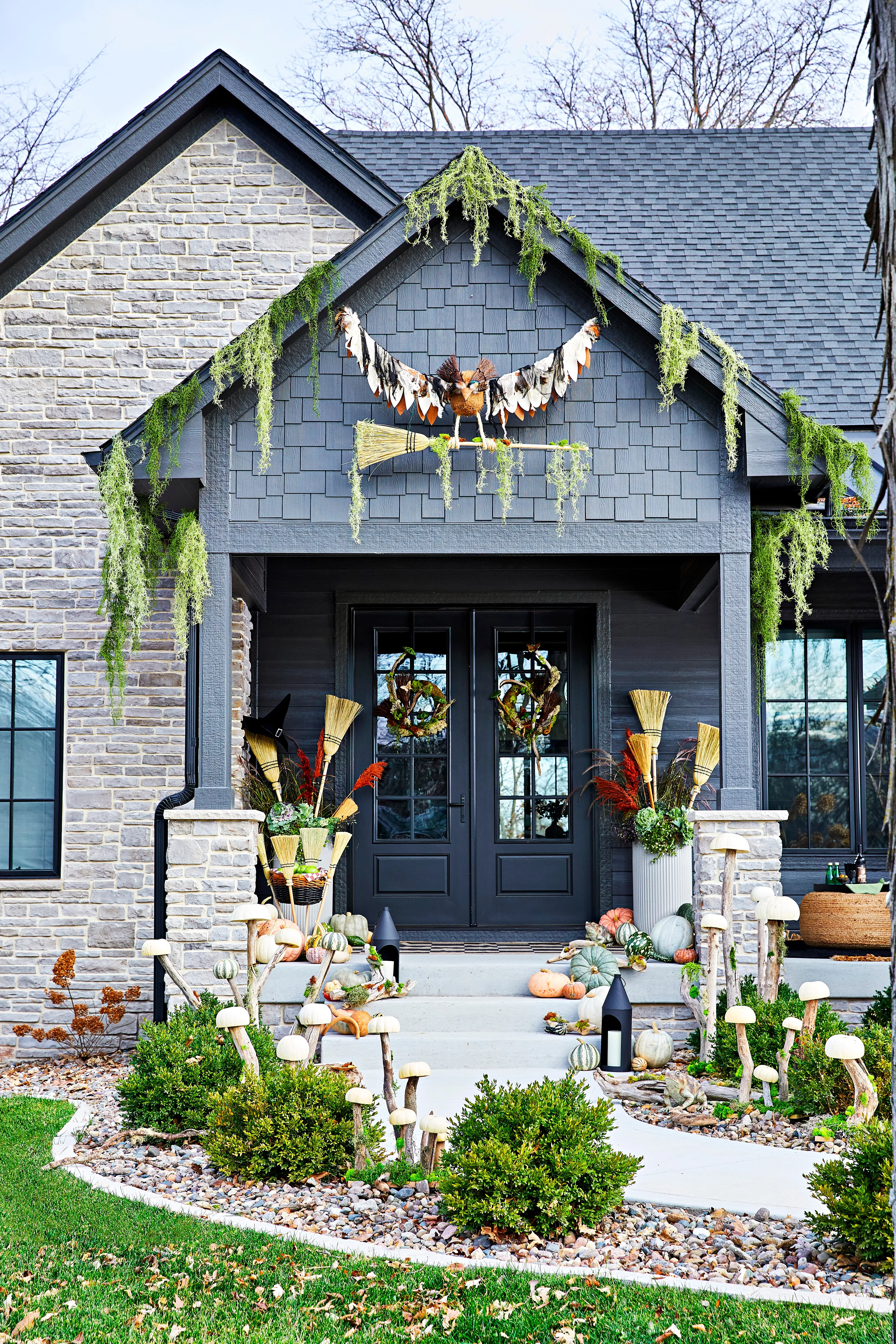31 Spooky Halloween Front Porch Decorating Ideas for Fall 3 Enchanted Forest Porch