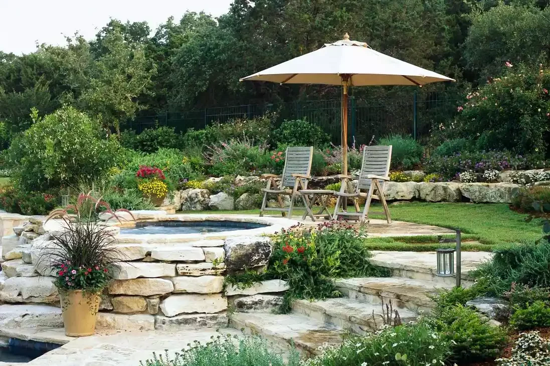 30 Stunning Hot Tub Deck Designs to Create Your Dream Backyard Retreat 17 English Garden Hot Tub Deck
