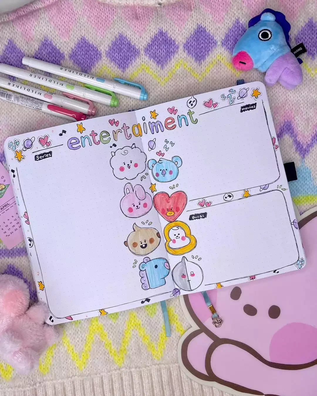 20 Creative Bullet Journal Ideas to Transform Your Home Organization Entertainment Spread