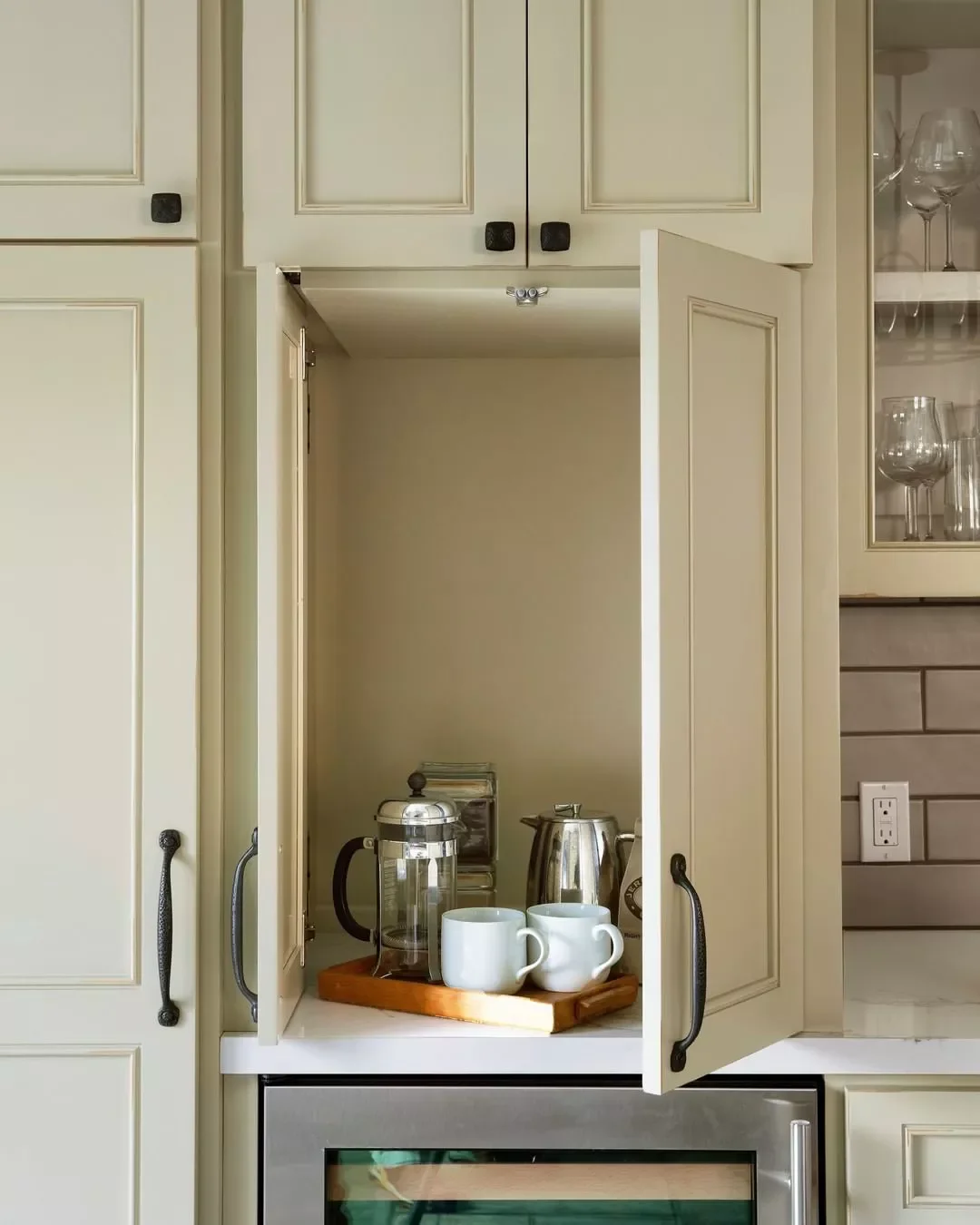 15 Brilliant Appliance Garage Ideas to Organize Your Kitchen in Style 10 Experiment with Slide-Out Cabinet Doors