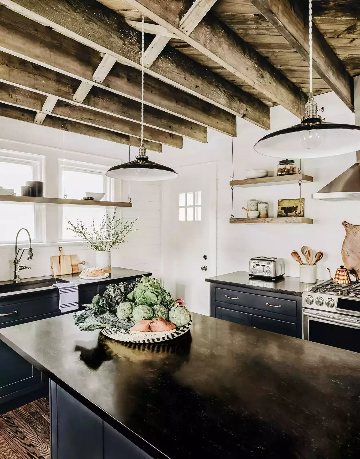 28 Charming Modern Cottage Kitchen Ideas That Bring Country Romance Home 25 Exposed a Wood Ceiling
