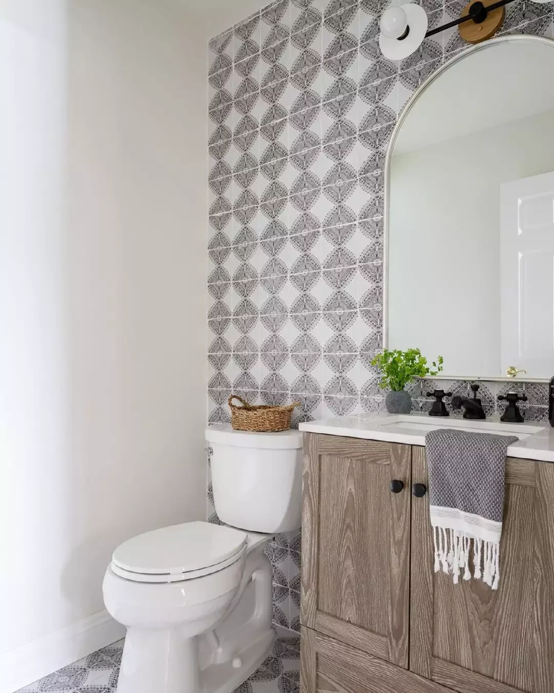 30 Rustic Bathroom Ideas That'll Give You Serious Country Cottage Vibes 8 Extend Floor Tiles Up the Wall