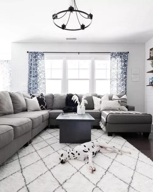 43 Stunning Gray Living Room Ideas That Create the Perfect Serene Haven 13 Family Friendly Gray Sectional with Blue Accents