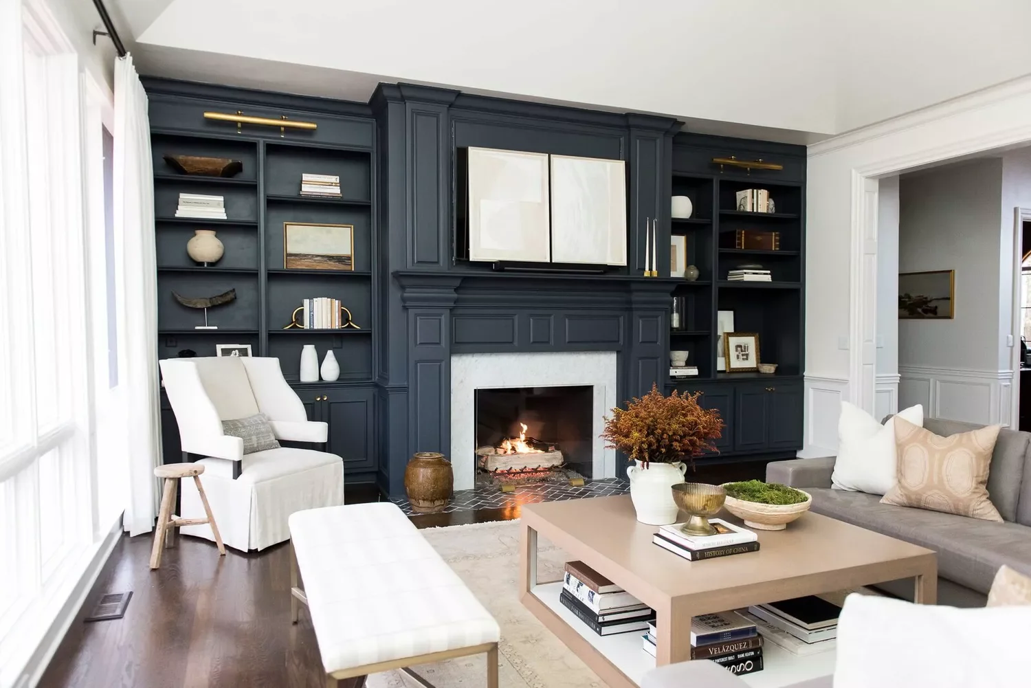 35 Spacious Living Room Ideas That Will Transform Your Large Space 3 Feature Built-in Shelves