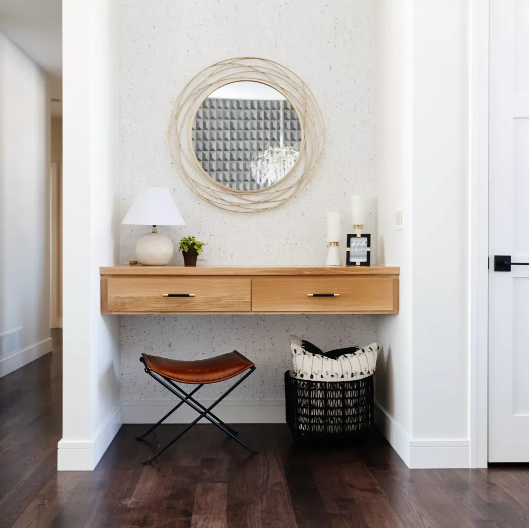 40 Stunning Entryway Lighting Ideas That Will Transform Your Home's First Impression Feature a Tiny Table Lamp