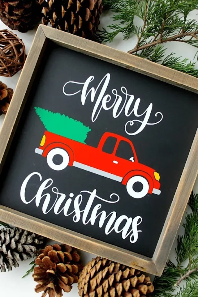 31 DIY Christmas Sign Ideas That Look Professionally Made Feature a Vintage Image