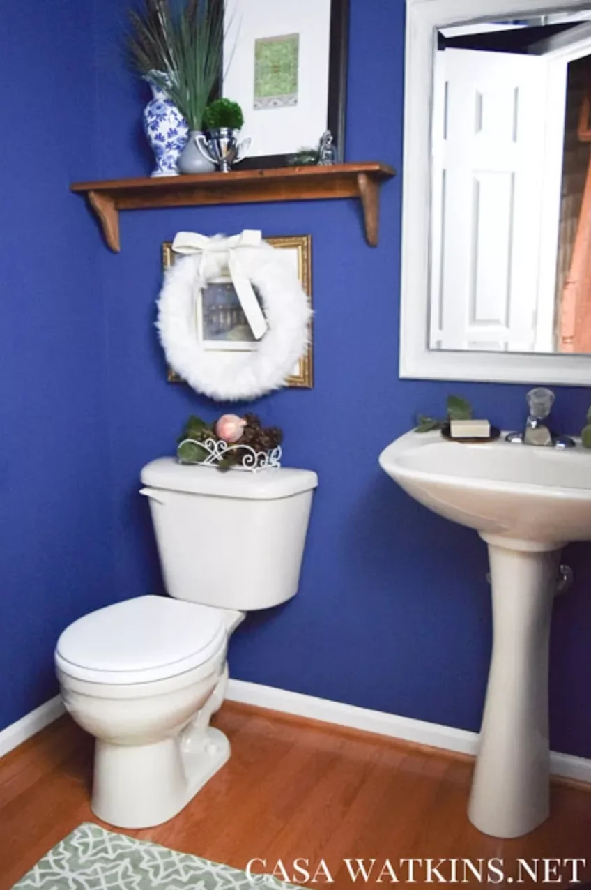 32 Christmas Bathroom Ideas That Create a Holiday Wonderland Fill a Tray With Pinecones