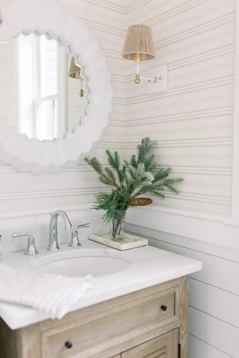 32 Christmas Bathroom Ideas That Create a Holiday Wonderland Fill a Vase With Faux Greens