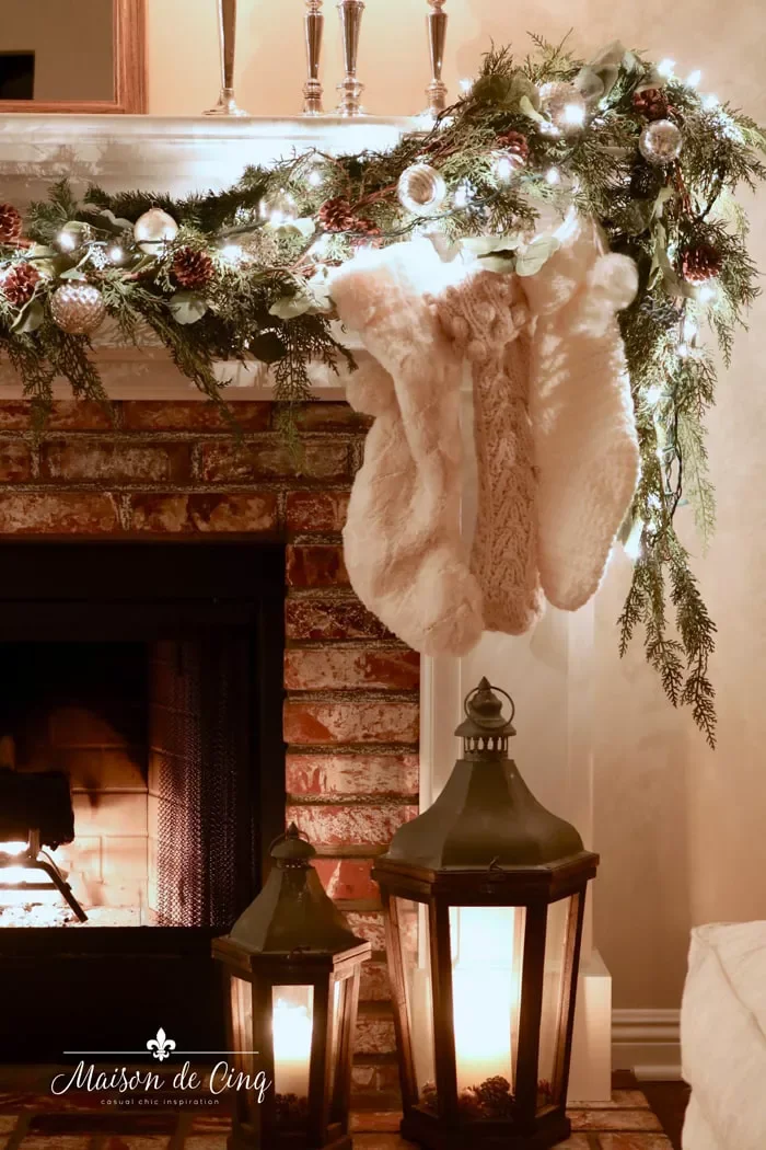 25 Stunning Christmas Lantern Ideas That'll Make Your Holiday Decor Absolutely Magical 14 Fireplace Hearth Lanterns