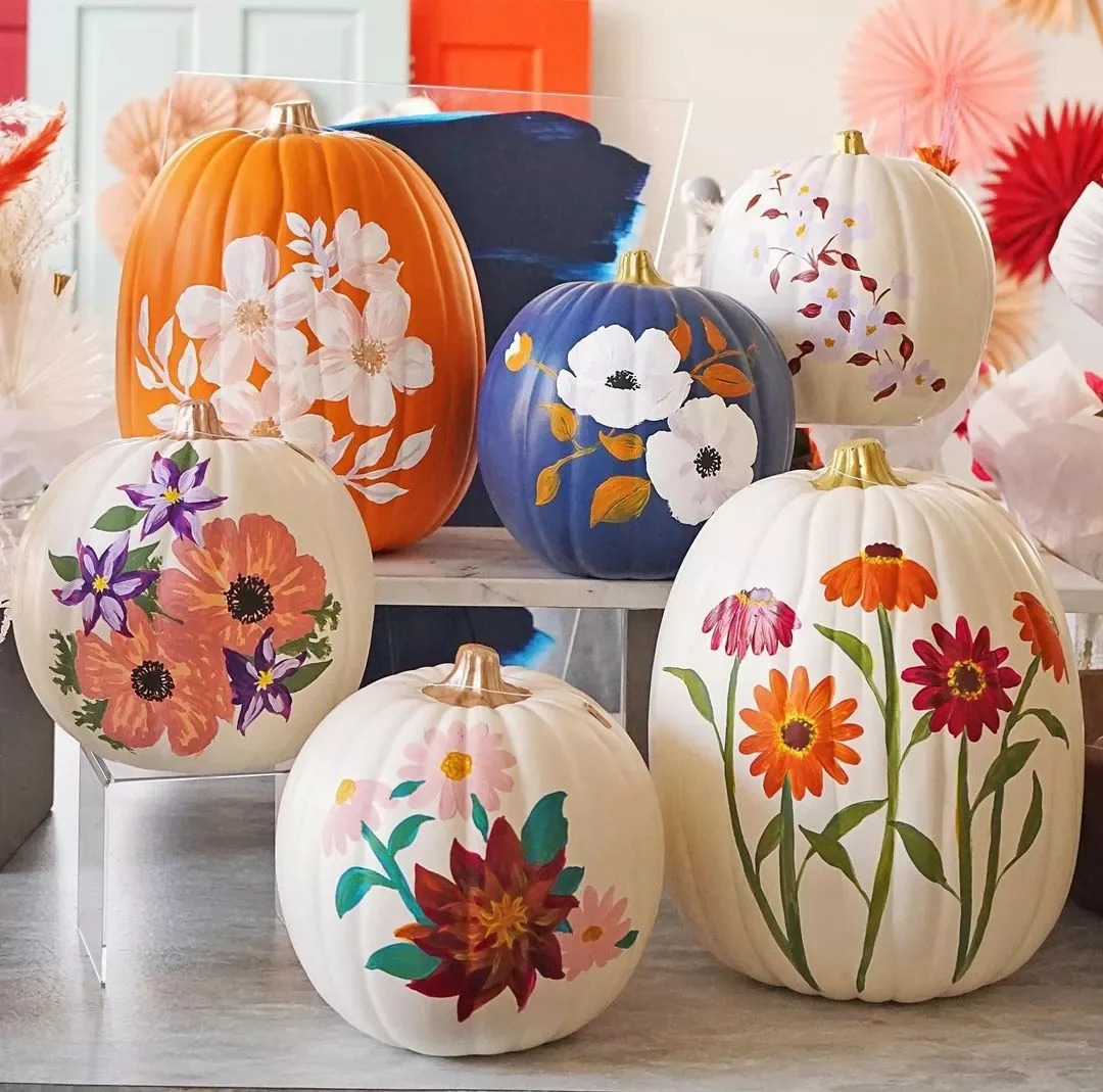 50 Stunning Fall Decorating Ideas That'll Make Your Home Feel Like Autumn Magic 40 Floral Painted Pumpkins