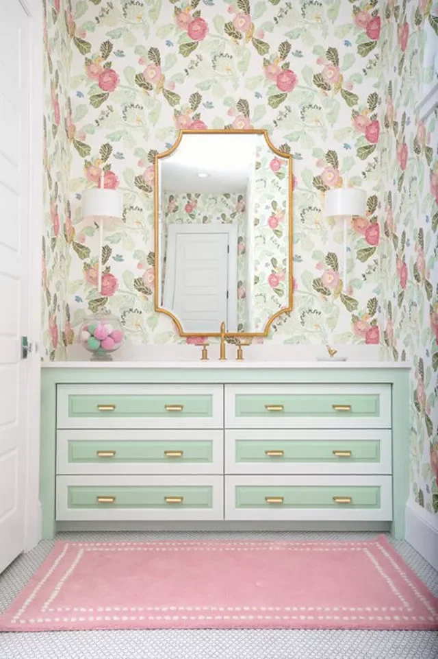 38 Stylish Teen Bathroom Ideas That Balance Fun and Sophistication 27 Floral Print Wallpaper
