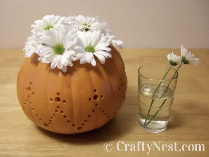 77 Creative Pumpkin Carving Ideas That'll Transform Your Fall Decorating Game 15 Flower Vase Pumpkin