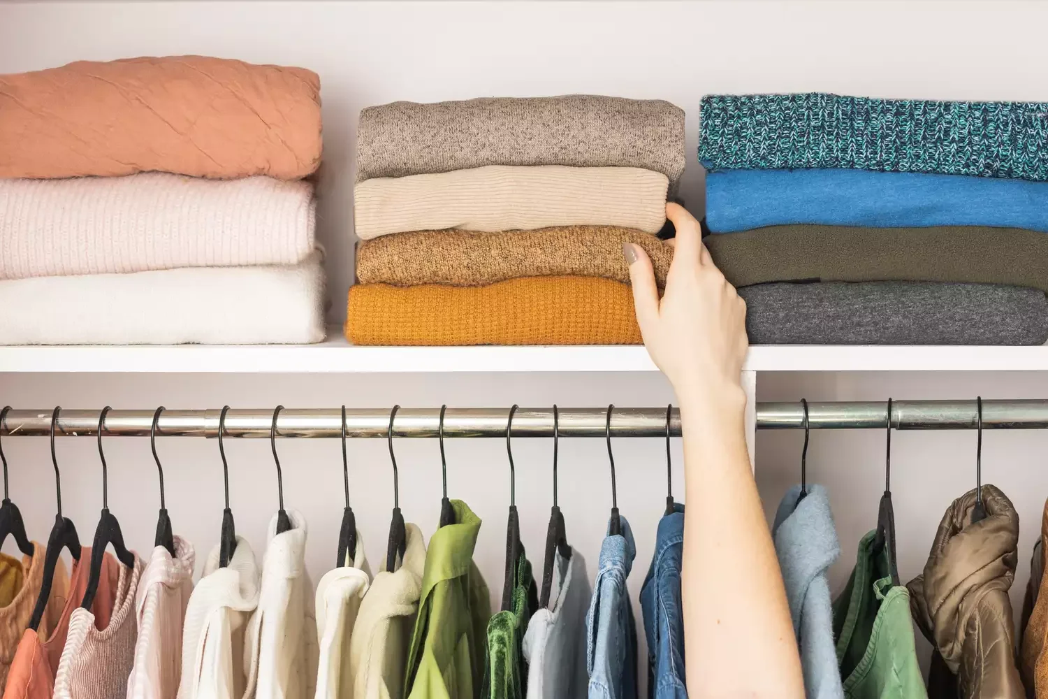 36 Brilliant Closet Organization Ideas to Transform Your Space Fold and Display Sweaters on Shelves