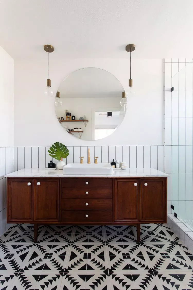 25 Bathroom Mirror Ideas That Make Any Space Feel Massive Frameless Round Mirror