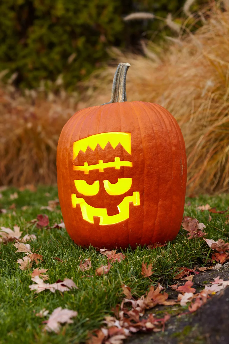 18 Fun Pumpkin-Carving Projects Perfect for Your Kids 11 Frankenstein Pumpkin Carving