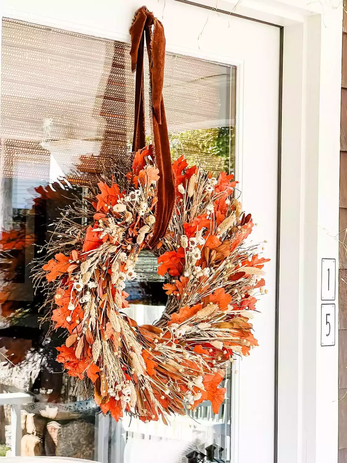 66 Beautiful Fall Wreath DIY Ideas to Welcome Autumn Into Your Home 6 Frayed Ribbon-Tied Wreath