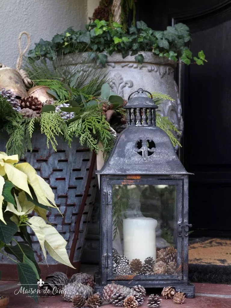 25 Stunning Christmas Lantern Ideas That'll Make Your Holiday Decor Absolutely Magical 7 Frosted Pinecones