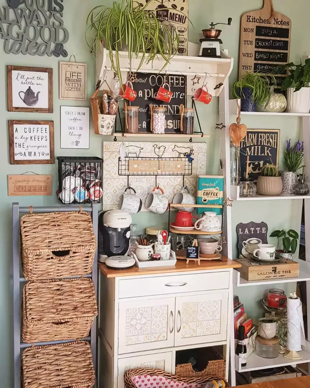 43 Stylish Coffee Bar Ideas That'll Transform Your Morning Routine Full-Wall Coffee Bar
