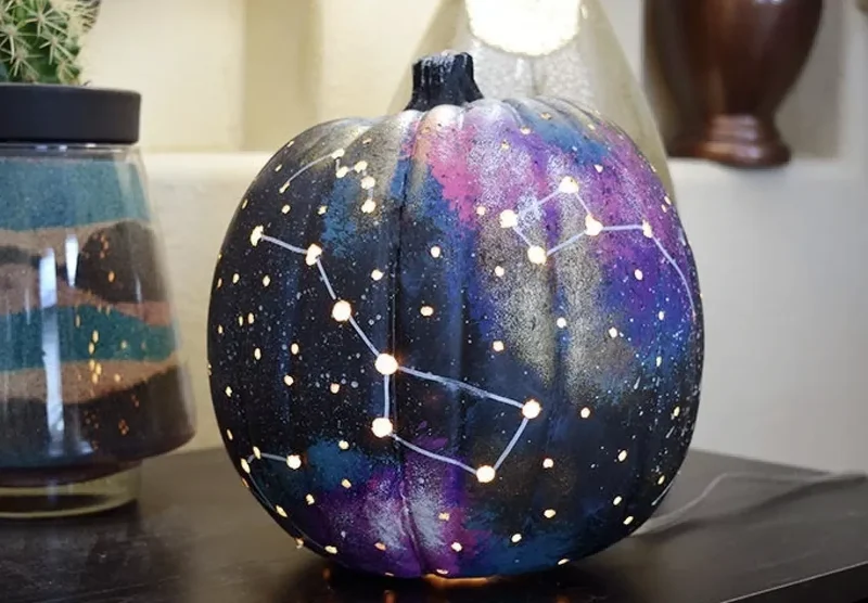90 Creative Halloween Pumpkin Decorating Ideas to Try This Season 27 Galaxy Pumpkin