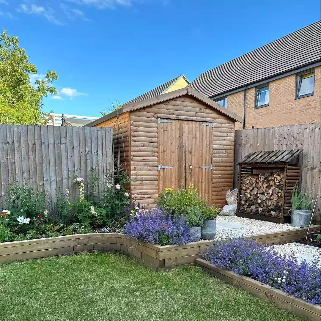 Garden Wall With Wood Blocks