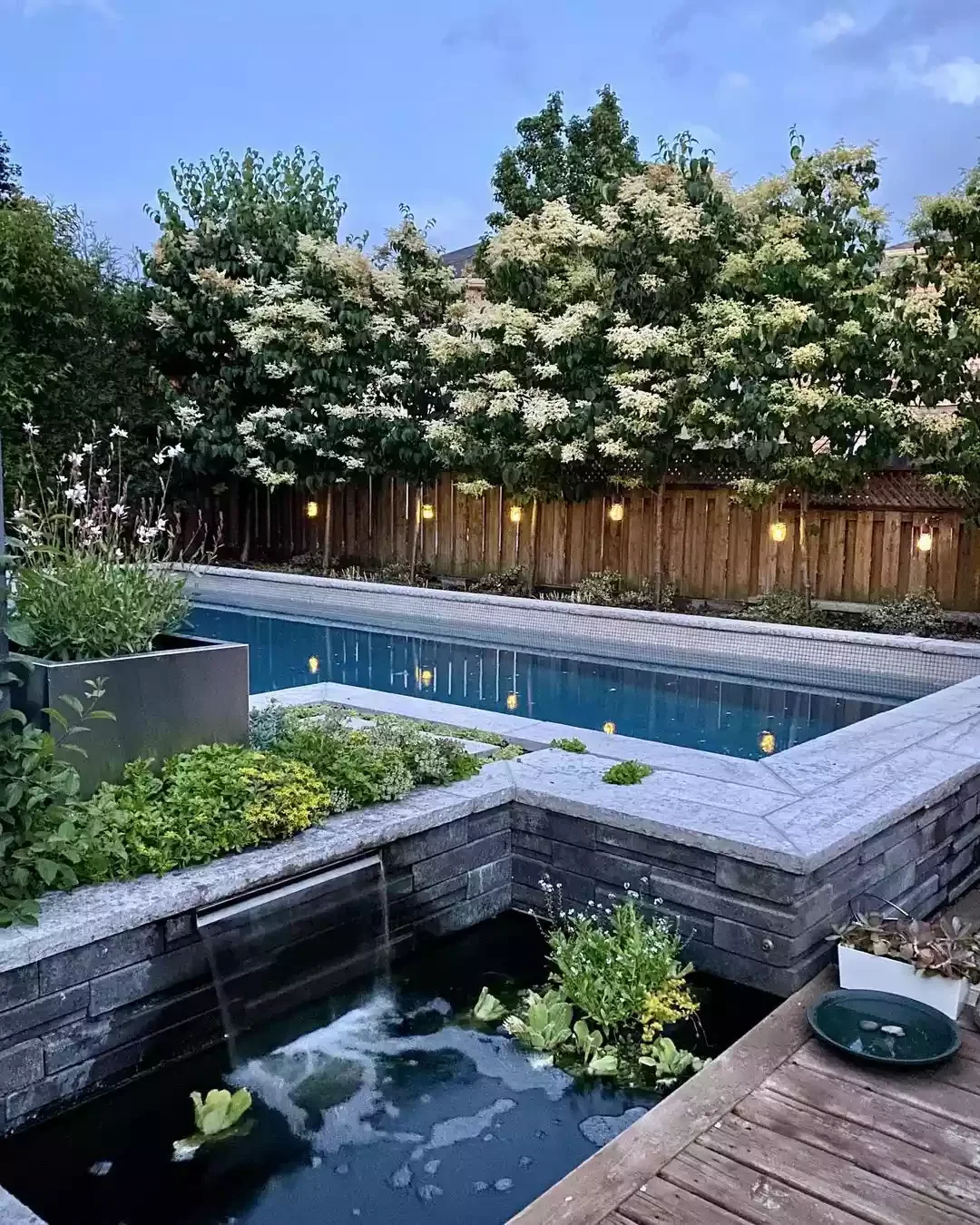 Garden Wall With a Koi Pond